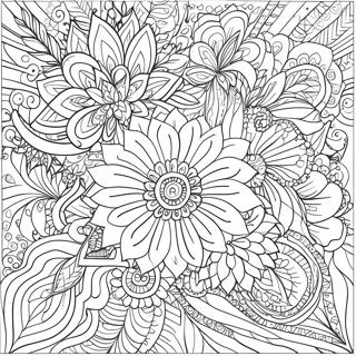 Intricate Bold Line Floral Patterns Coloring Page | Bold Line for Adults coloring page