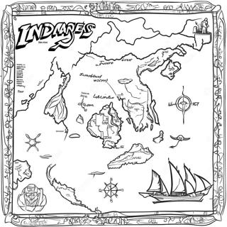 Indiana Jones Treasure Map Coloring Page | Indiana Jones coloring page