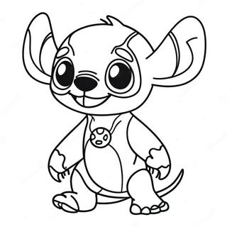 Stitch in a Spooky Costume Coloring Page | Stitch Halloween coloring page