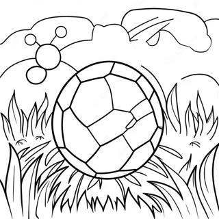 Colorful Soccer Ball in the Grass Coloring Page | Soccer Ball coloring page