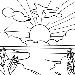 Colorful Sunset Sky Coloring Page | Sky coloring page