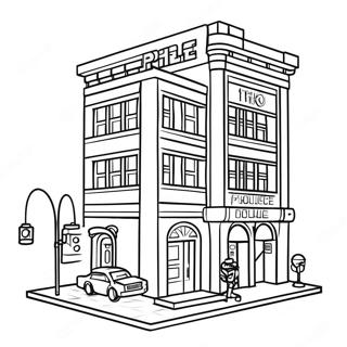 Lego City Police Station Coloring Page | Lego City coloring page
