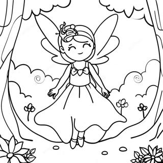Enchanting Fairy in a Magical Forest Coloring Page | Magic coloring page