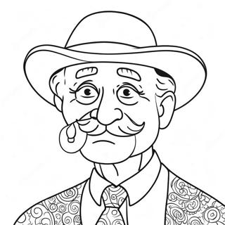 Grappige Opa met een Snor Kleurplaat | Grootvader Vaderdag kleurplaat