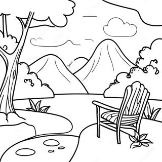 Calming Nature Scene Coloring Page | Mindful coloring page