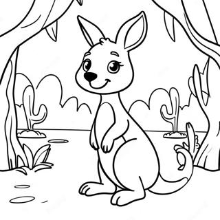 Cute Kangaroo in the Outback Coloring Page | Australia coloring page