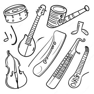 Kindergarten Music Instruments Coloring Page | Kindergarten Music coloring page