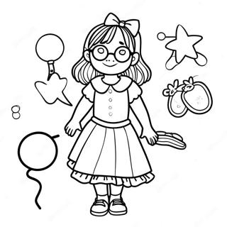 Junie B. Jones in Her Colorful Outfit Coloring Page | Junie B. Jones coloring page