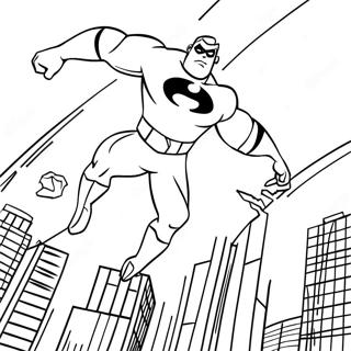 Mr. Incredible in Action Coloring Page | Incredibles coloring page