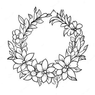May Day Flower Garland Coloring Page | May Day coloring page