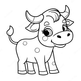 Cute Cartoon Bull Coloring Page | Bull coloring page