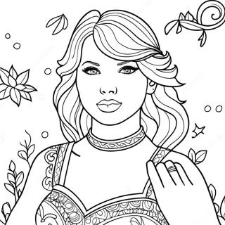 Enchanting Taylor Swift in Folklore Coloring Page | Taylor Swift Folklore coloring page