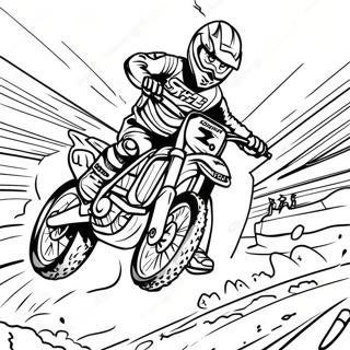 Page à colorier Action de Course de Moto Tout Terrain Supercross | Page de coloriage Moto de Supercross