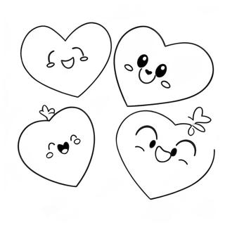 Cute Cartoon Hearts Coloring Page | Hearts coloring page