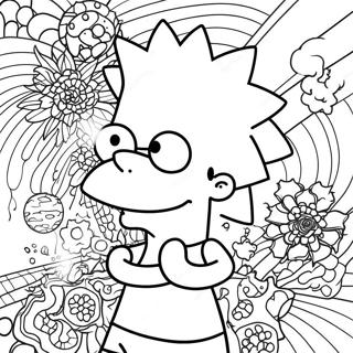 Trippy Bart Simpson Psychedelic Coloring Page | Trippy Bart Simpson coloring page
