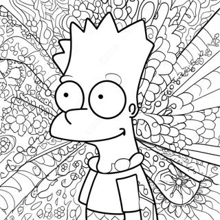 Colorful Bart Simpson with Groovy Patterns Coloring Page | Trippy Bart Simpson coloring page
