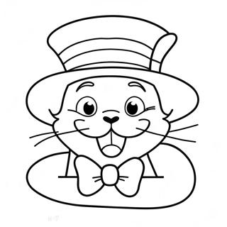 Whimsical Cat in the Hat Coloring Page | Happy Birthday Dr Seuss coloring page