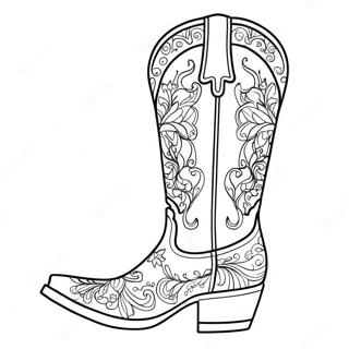 Decorative Cowboy Boot Coloring Page | Cowboy Boot coloring page