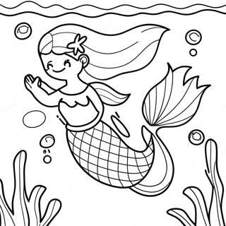 Beautiful Mermaid Underwater Scene Coloring Page