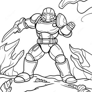 Doom Slayer Battling Demons Coloring Page | Doom coloring page