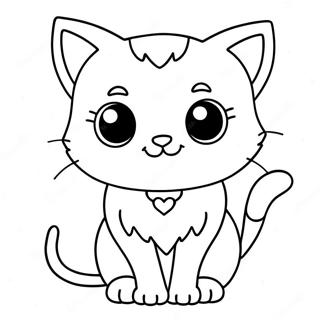 Chibi Cat Coloring Page | Chibi Animal coloring page