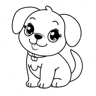Cute Chibi Dog Coloring Page | Chibi Animal coloring page