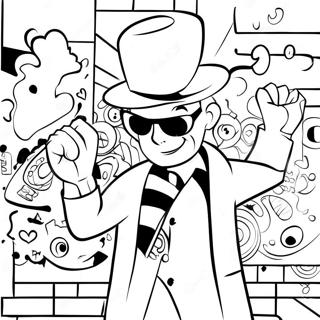 Colorful Gangster Graffiti Wall Coloring Page | Gangster Graffiti coloring page