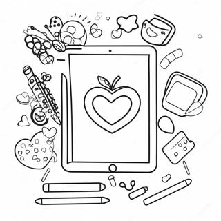 Colorful iPad with Fun Apps Coloring Page | iPad coloring page