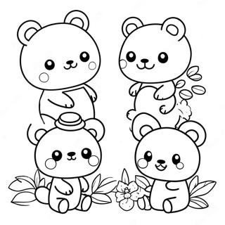 Cute Rilakkuma and Friends Coloring Page | Rilakkuma coloring page