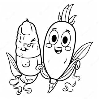 Cute Corn Characters Coloring Page | Crafty Corn coloring page