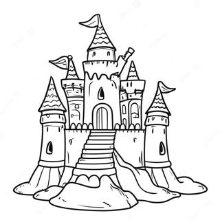 Intricate Sand Castle Coloring Page | Sand Castle coloring page