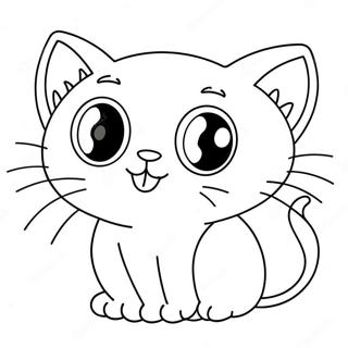 Cute Black Cat with Big Eyes Coloring Page | Black Cat coloring page
