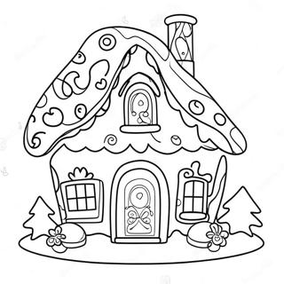 Whimsical Gingerbread House Decorating Coloring Page | Gingerbread House Sheet coloring page