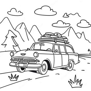 Road Trip Adventure Coloring Page | Road Trip coloring page