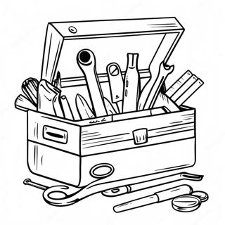 Colorful Tools in a Toolbox Coloring Page | Tools coloring page