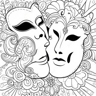Colorful Theatre Masks Coloring Page | Theatre coloring page