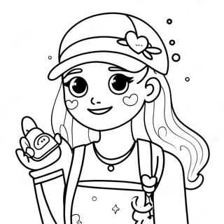 Cute Vsco Girl with Accessories Coloring Page | Vsco Preppy coloring page
