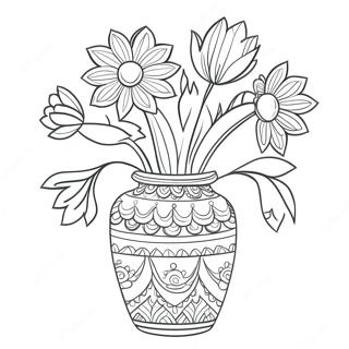 Beautiful Flower Vase Coloring Page | Vase coloring page