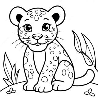 Playful Leopard Cub Coloring Page | Leopard coloring page