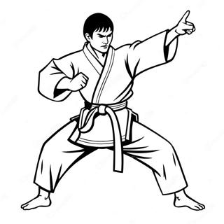 Dynamic Karate Stance Coloring Page | Karate coloring page