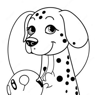 Spotted Dalmatian with Ball Coloring Page | Dalmatian coloring page