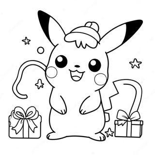 Christmas Pikachu Coloring Page | Christmas Pikachu coloring page