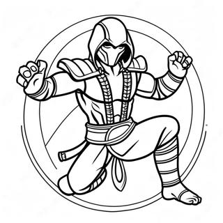 Scorpion Mortal Kombat Classic Costume Coloring Page | Scorpion Mortal Kombat coloring page