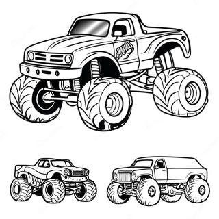 Colorful Monster Jam Trucks Coloring Page | Monster Jam coloring page