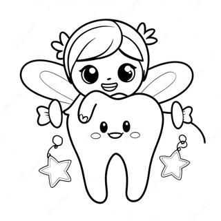 Cute Tooth Fairy with Sparkling Wings Coloring Page | Tooth Fairy coloring page