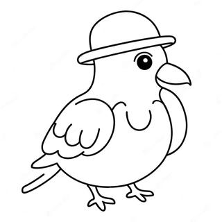 Funny Pigeon with a Hat Coloring Page | Mo Willems Pigeon coloring page