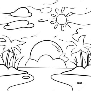 Bright Orange Sunset Coloring Page | Orange coloring page