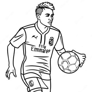 Neymar Dribbling the Ball Coloring Page | Neymar coloring page