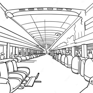 Busy Airport Terminal Coloring Page | Airport coloring page