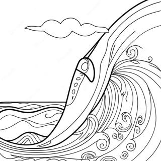 Colorful Surfboard with Waves Coloring Page | Surfboard coloring page